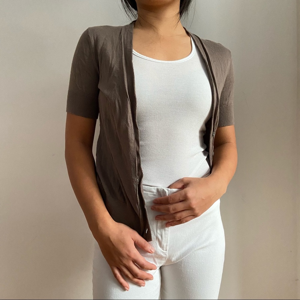 LOFT Brown Short Sleeve Cardigan